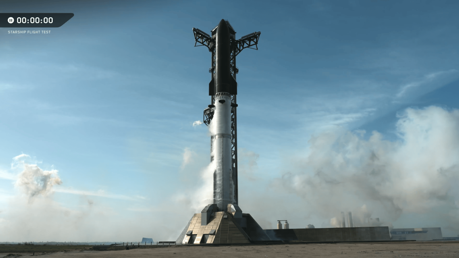 Tall rocket blue sky