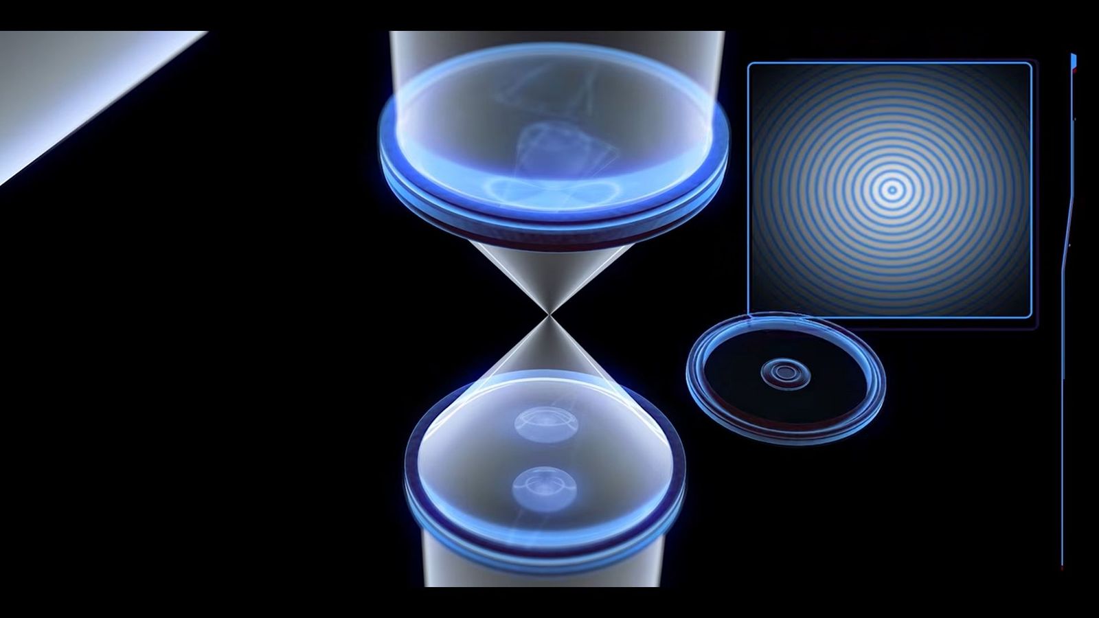 A diagram showing a disk being put into a device. There is a boxout at the top right showing a circular pattern.