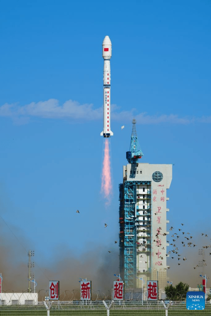 A Long March-4B carrier rocket carrying the satellites of the Yaogan-53 and Yaogan-56 groups blasts off from the Jiuquan Satellite Launch Center in northwest China, Sept. 10, 2026. China launched two new groups of remote sensing satellites from the Jiuquan Satellite Launch Center in northwest China on Thursday. (Photo by Wang Jiangbo/Xinhua)