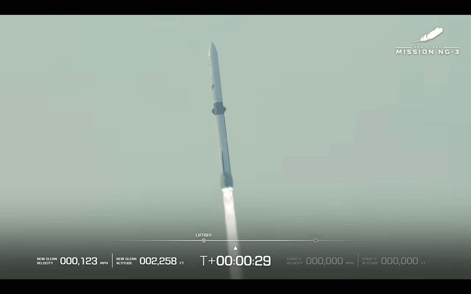 Blue Origin's NG-3 New Glenn rocket soars into the Florida sky after a liftoff on April 19, 2026.