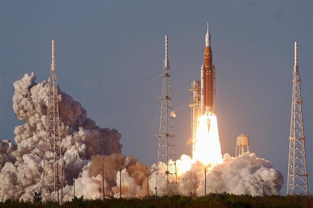 Artemis II blasts off from Cape Canaveral in Orlando Florida.
