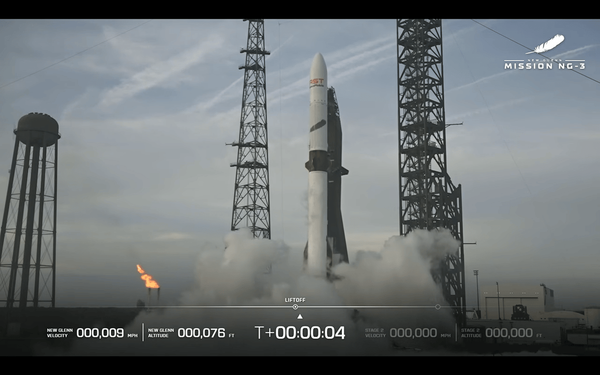 Blue Origin's NG-3 New Glenn rocket lifts off