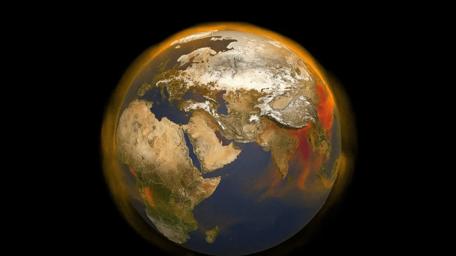 A visual showing Earth heating up.