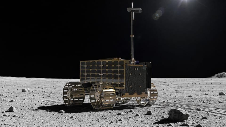 A render of MAGPIE, ESA's first lunar rover, on the Moon