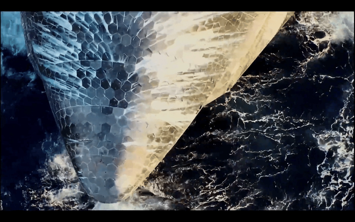 A SpaceX Starship vehicle floats in the Indian Ocean after Flight 13 splashdown