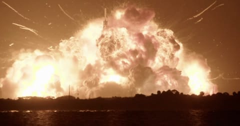 A SpaceX Starship vehicle floats in the Indian Ocean after Flight 13 splashdown