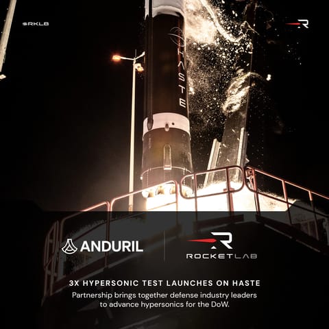 Rocket Lab Awarded $30 Million Contract for HASTE Hypersonic Rocket Launches for Anduril