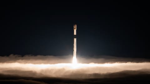 A SpaceX Falcon 9 rocket launches 27 Starlink internet satellites from California's Vandenberg Space Force Base on Aug. 22, 2026.