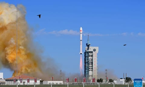 A Long March-4B carrier rocket carrying the satellites of the Yaogan-53 and Yaogan-56 groups blasts off from the Jiuquan Satellite Launch Center in northwest China, Sept. 10, 2026. China launched two new groups of remote sensing satellites from the Jiuquan Satellite Launch Center in northwest China on Thursday. (Photo by Wang Jiangbo/Xinhua)
