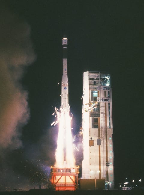 Ariane 2 liftoff from ELA-1 (TVSAT-1)