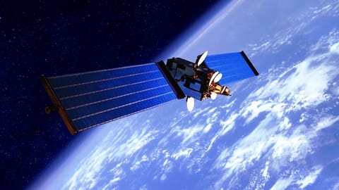 A satellite in orbit around the earth.