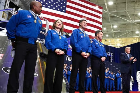 President Donald Trump awards Artemis II crew members Victor Glover, Christina Koch, Jeremy Hansen and Reid Wiseman with the Congressional Space Medal of Honor on Aug. 28Credit: Win McNamee/Getty