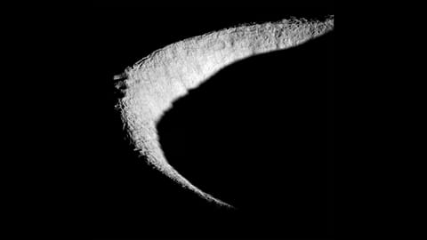a crescent-shaped rim of a lunar crater