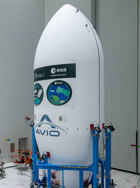 Vega-C fairing holding FLEX and Sentinel-3C
