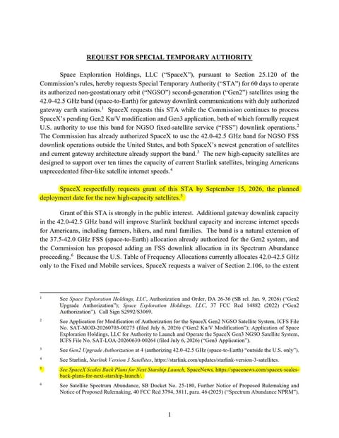 SpaceX FCC filing for Starlink V3 launch on Starship Flight 14