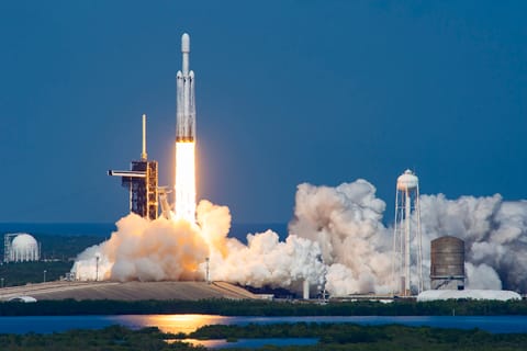 Falcon Heavy liftoff from LC-39A (Europa Clipper