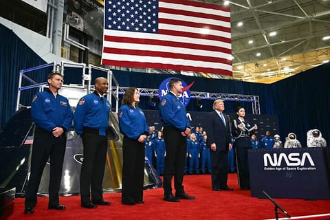 President Donald Trump awards Artemis II crew members with the Congressional Space Medal of HonorCredit: Kent NISHIMURA / AFP via Getty