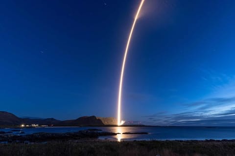 This handout photo released on Sunday by the German Isar Aerospace company shows the launch of a rocket into orbit from Andoya in Norway a day earlier. Germany's Isar Aerospace launched a rocket into orbit from Norway, Saturday, as Europe races to boost its ability to economically send satellites into space independently of the United States. AFP-Yonhap