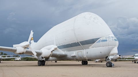 The first "Super Guppy," a NASA cargo plane, is now retired and on display at the Pima Air and Space Museum in Arizona.