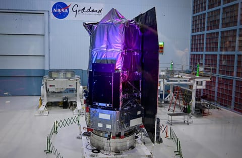 NASA’s Nancy Grace Roman Space Telescope sits at the Goddard Space Center.