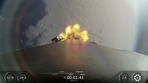 A SpaceX Falcon 9 rocket rises into the skies above California's Vandenberg Space Force Base on the NROL-172 mission on May 11, 2026.