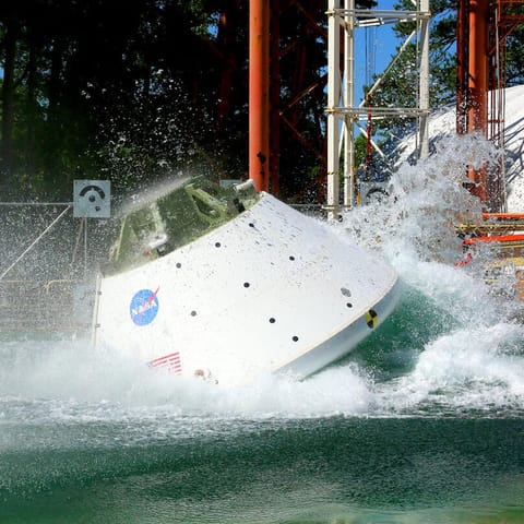 NASA capsule testing for a planned water landing