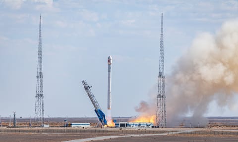 A Zhuque-2E Y7 carrier rocket is successfully launched from the Dongfeng commercial space innovation pilot zone in Northwest China on Tuesday. Photo: Courtesy of LandSpace