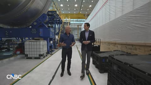 Blue Origin founder Jeff Bezos gives CNBC a tour of his Rocket Park factory