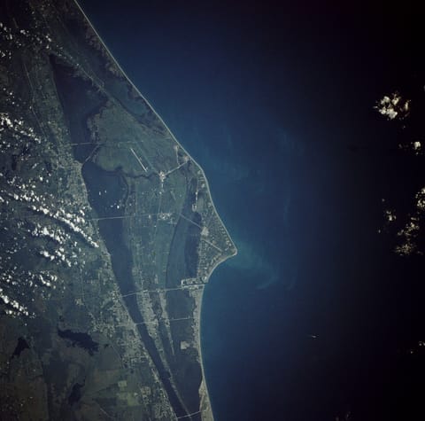 Cape Canaveral & KSC seen from orbit (STS-43)