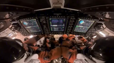 The Artemis II Crew - NASA astronauts Reid Wiseman, Victor Glover, Christina Koch and CSA (Canadian Space Agency) astronaut Jeremy Hansen are preparing for re-entry aboard the Orion spacecraft.