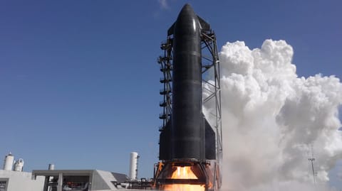 SpaceX conducts a static fire test with Ship 40, the upper-stage spacecraft slated to fly Starship's 13th test flight. The company posted this imagery on X on July 2, 2026.