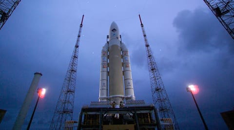 Ariane 5 G+ on the launch pad for Rosetta
