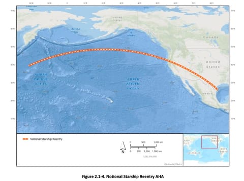 FAA screenshot of Starship flightpath