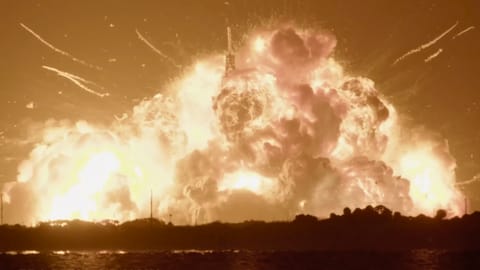 A Blue Origin New Glenn rocket exploding in a giant ball of fire on Thursday, May 28, 2026.