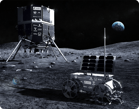 Render of Hakuto-R M2 & rover on the Moon