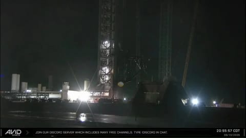 Starship 42 moved to Pad 2 at Starbase between the chopsticks for testing