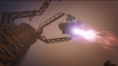 Momentos previos a que la etapa de propulsión del súper pesado Starship sea atrapado en su descenso por los brazos de la torre de despegue. - Space X. Momentos previos a que la etapa de propulsión del súper pesado Starship sea atrapado en su descenso por los brazos de la torre de despegue.
